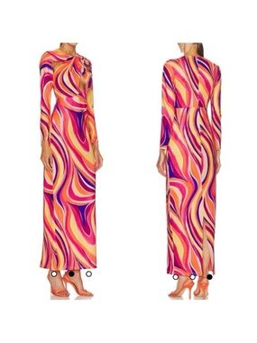 Yaura Ekua Maxi Dress Kaleidoscope Print Cutout Statement 70’s Evening Event